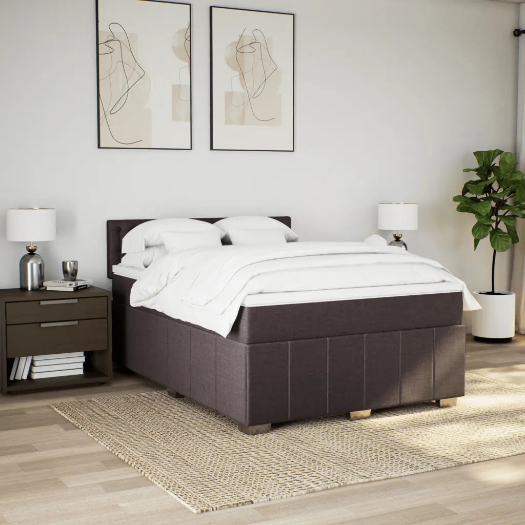 Giroletto a Molle con Materasso Marrone Scuro 140x200cm Tessuto