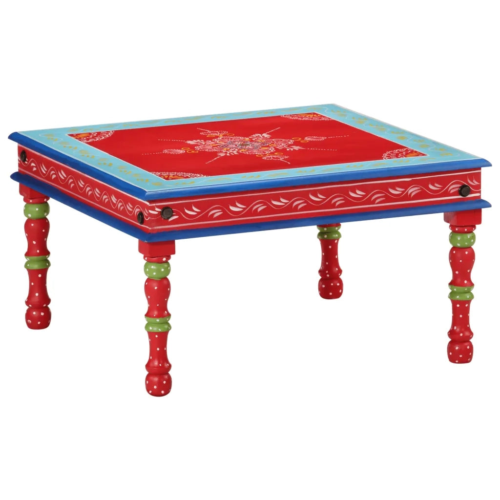 Tavolino Salotto Rosso Dipinto a Mano Legno Massello di Mangocod mxl 81333