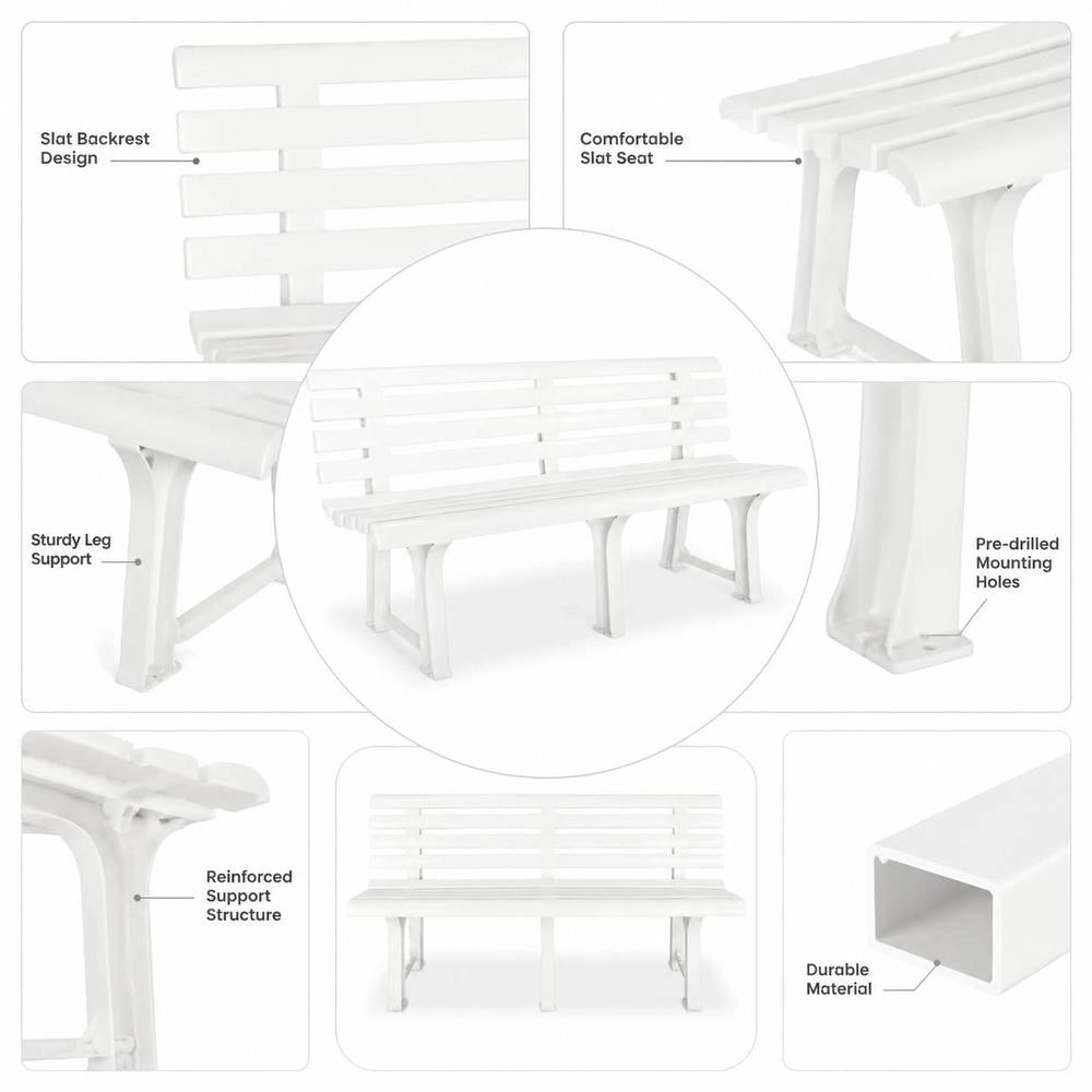 Garden Bench 145.5 Cm Plastic White