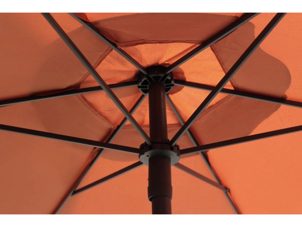 Tavolo e sedie da giardino in metallo "Convivia" con ombrellone - 4 posti - Terracotta