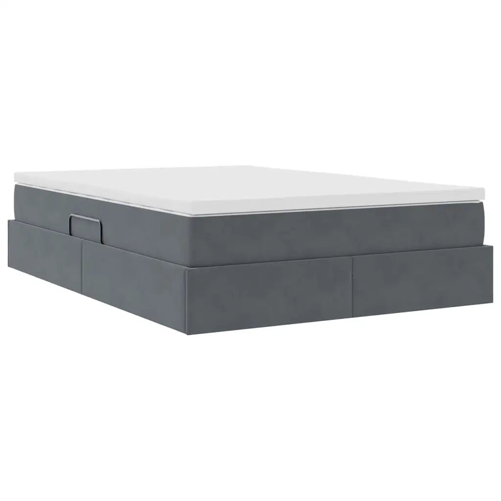 Letto con contenitore e materasso Grigio scuro 140 x 190 cm