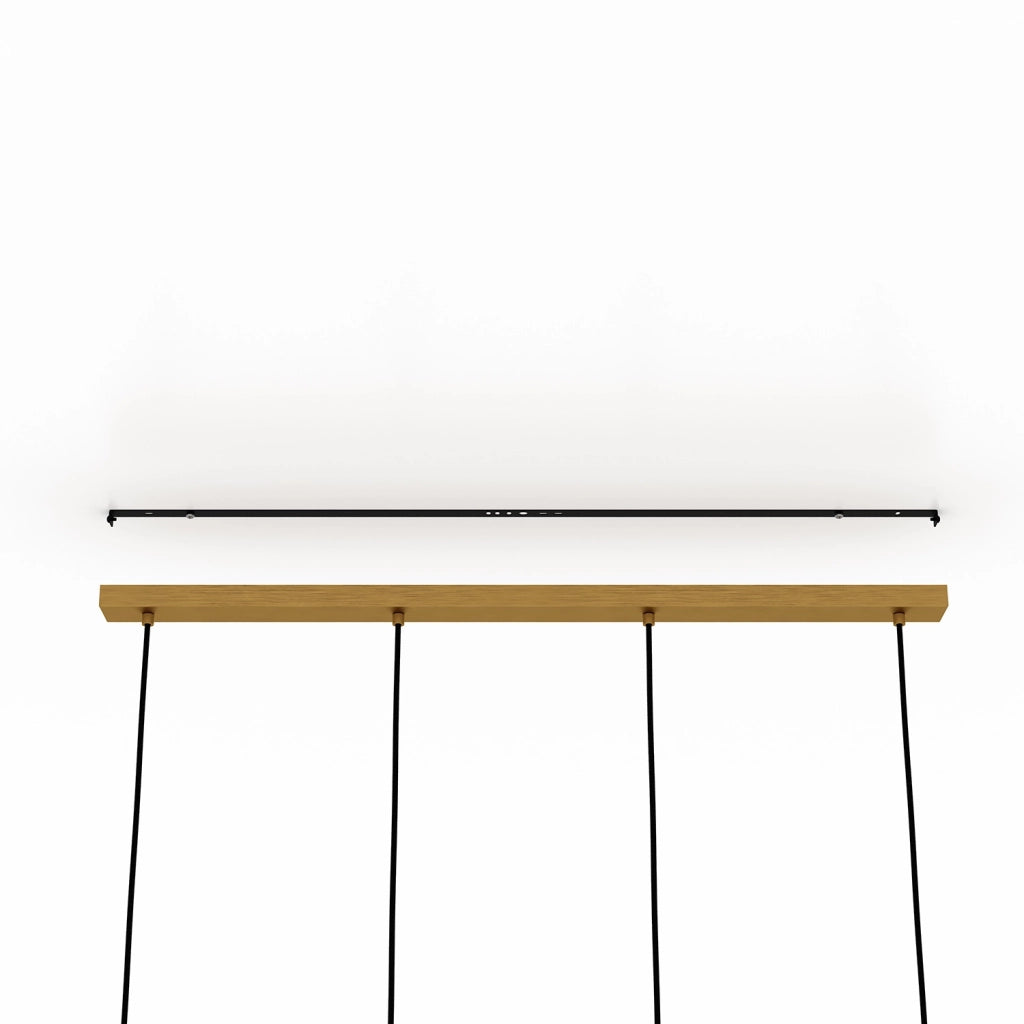 Lampadario Contemporaneo Manzanares Acciaio Ottone Vetro 4 Luci E27