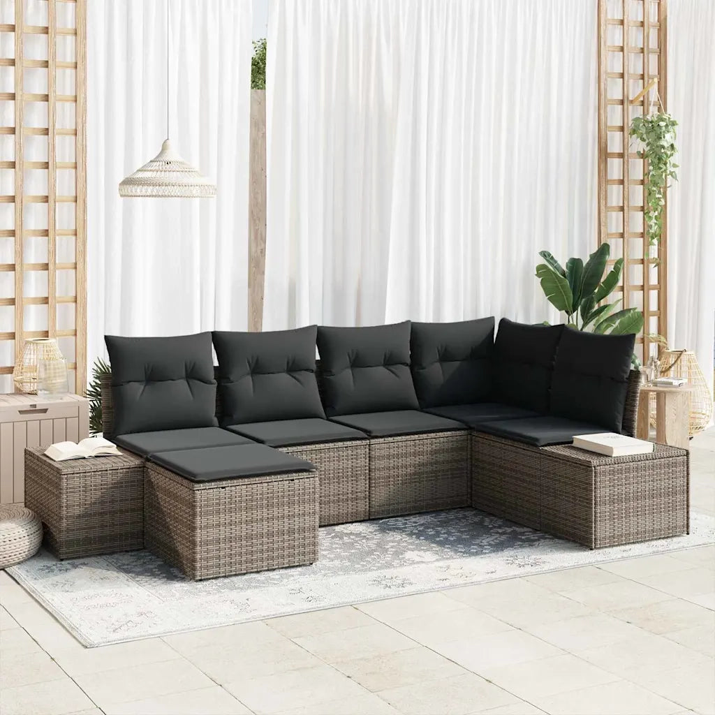 Set Divano da Giardino con cuscino 6 pcs Grigio polyrattan 3355798