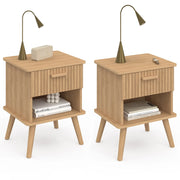 IDMarket - Set di 2 comodini a 1 cassetto JULIETTE con doghe in legno color rovere