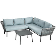 Set divano angolare esterno 4 pezzi ¨C zephmum ¨C grigio polyrattan
