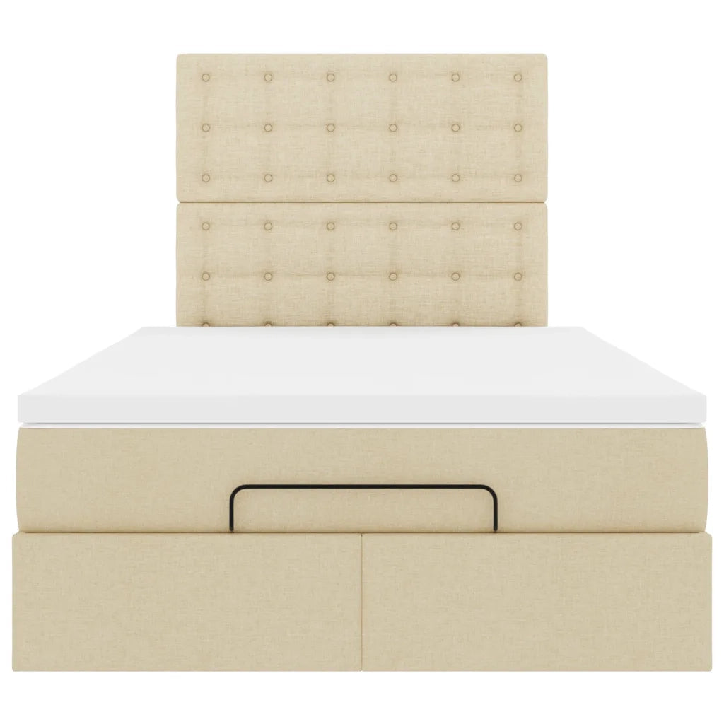 vidaXL Struttura Letto Pouf con Materasso Crema 120x200 cm in Tessuto