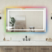Specchio bagno Rettangolare 120x70cm Led Con 3 Luci + Iridescenza arcobaleno + Antiappannamento