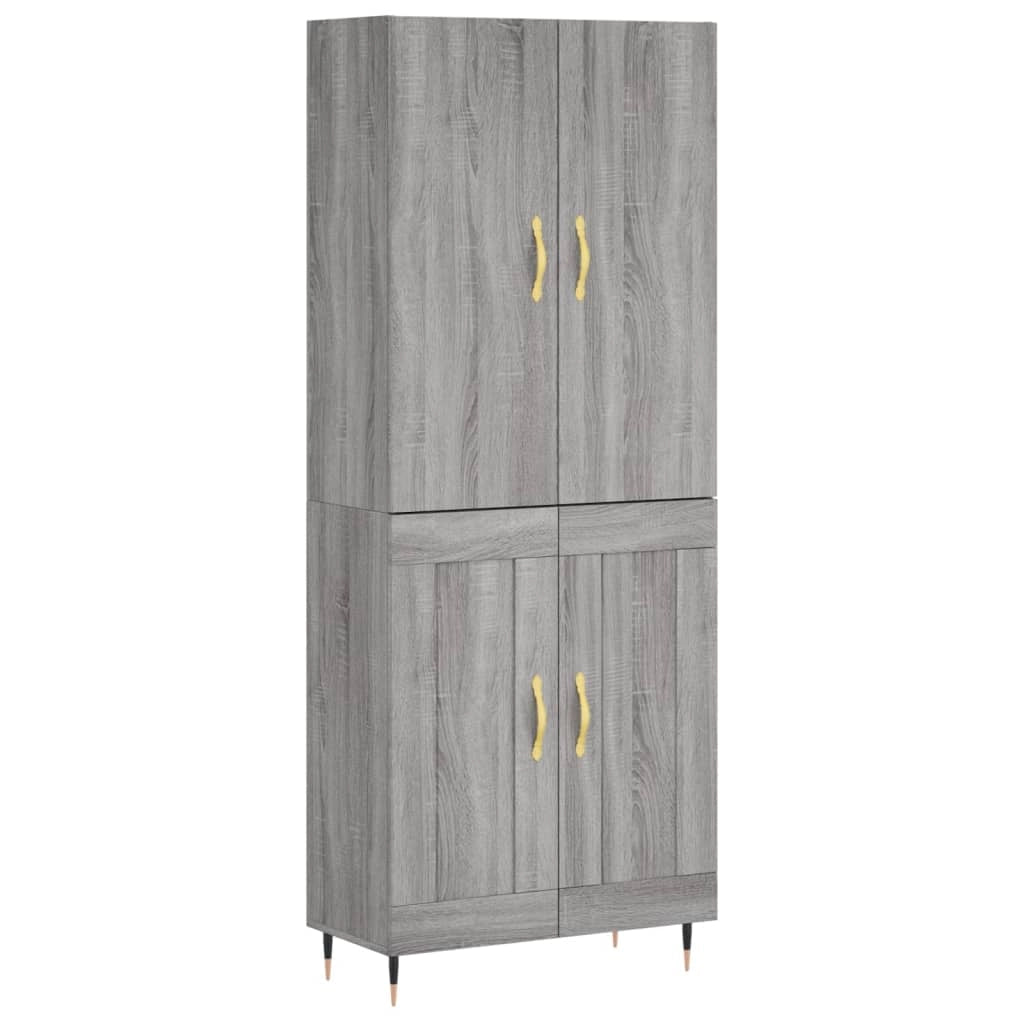Buffet credenza cassettiera armadio mobile contenitore organizer cucina soggiorno salotto rovere Sonoma alto 69,5 x 34 x 180 cm legno ingegnerizzato grigio 02_0035472