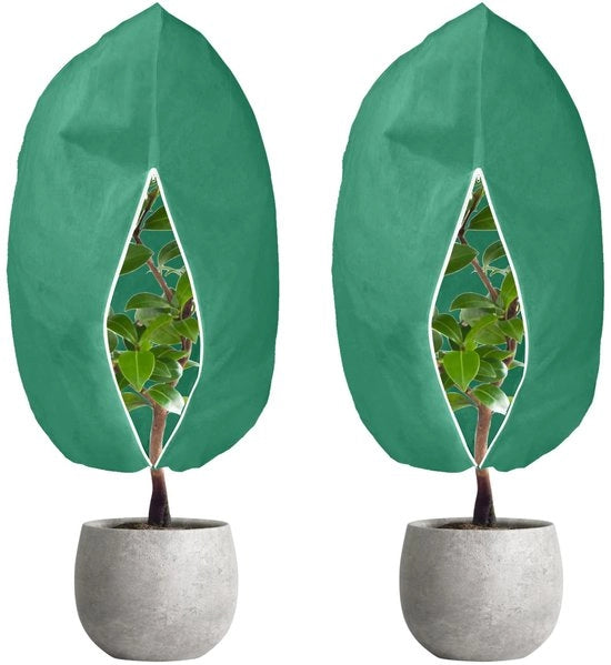 Copertura invernale per piante 100 x 120 cm, protezione per piante all'aperto, copertura per piante da esterno, con cerniera e corda per tirare per palme, ulivi, copertura invernale riciclabile 2 pezzi, 70 g/m²