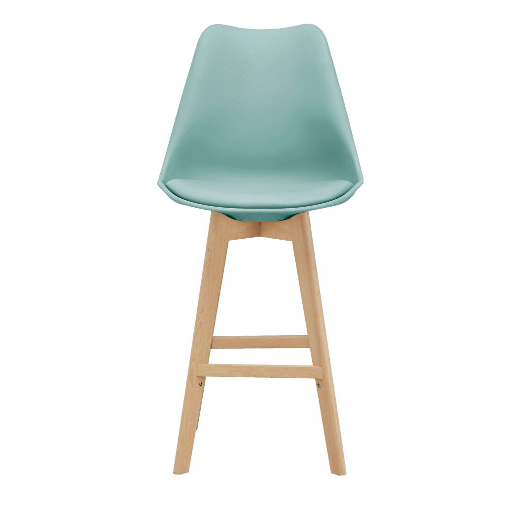 Set Lublin di 6 Sgabelli da Bar con Seduta Imbottita e Gambe in Faggio - Verde Menta [en.casa]