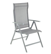 Sedia da giardino pieghevole seduta da esterno robusto telaio in alluminio schienale regolabile in 8 posizioni capacità di carico 150 kg grigio 12_0001680