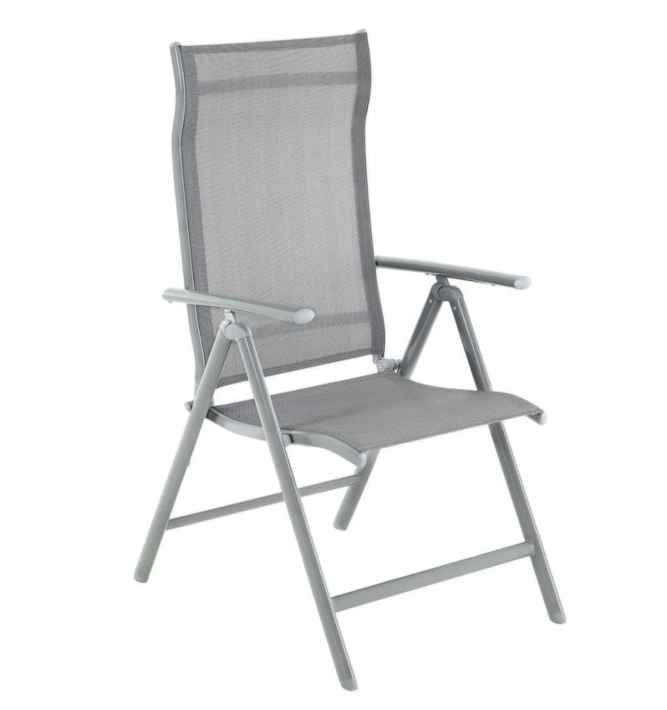 Sedia da giardino pieghevole seduta da esterno robusto telaio in alluminio schienale regolabile in 8 posizioni capacità di carico 150 kg grigio 12_0001680