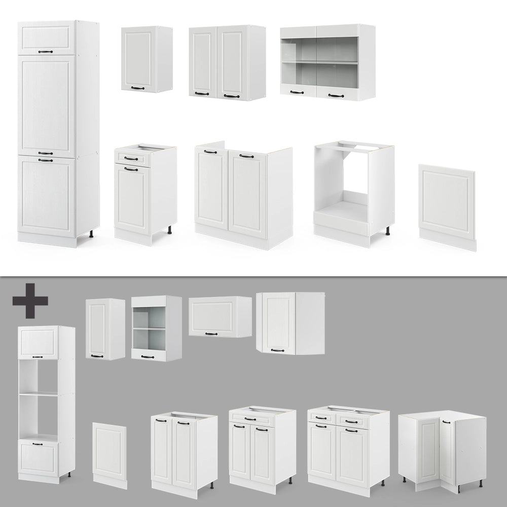 Vicco Cucina componibile Casa di campagna bianca/bianco 300 cm , PL Rovere