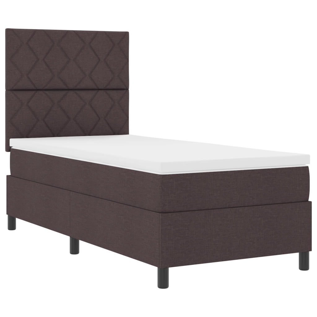 Letto a Doghe con Materasso e LED Marrone Scuro 100x200 cm Tessuto