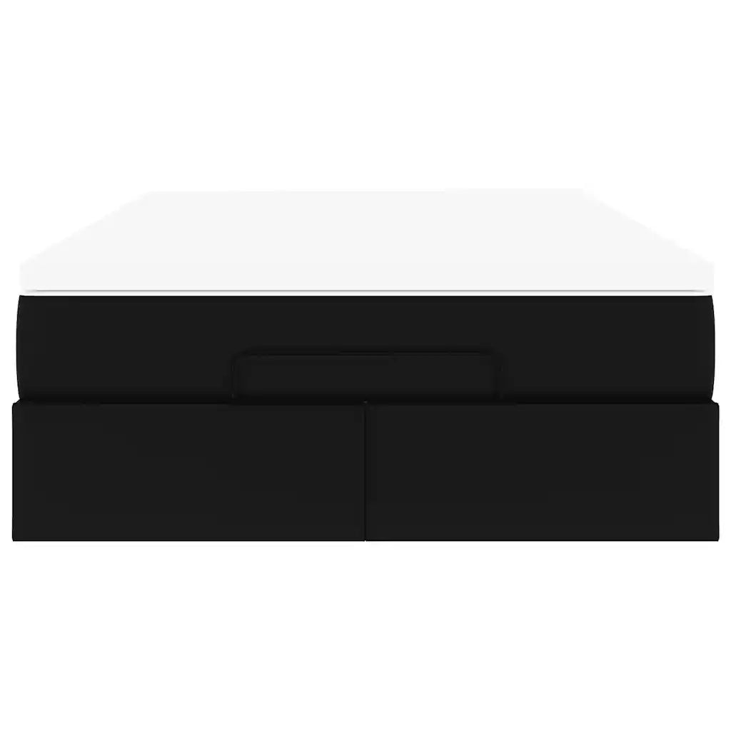 Struttura Letto Pouf con Materasso Nero 120x200 cm Similpelle