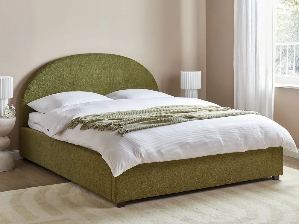 Letto contenitore verde oliva Boucle EU 160 x 200 cm Design minimalista retrò Ottomano