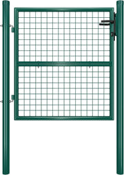 SONGMICS Cancello da Giardino, Cancelletto da Giardino, Acciaio Zincato con Serratura, Porta di 106 x 100 cm (L x H), Tubo Tondo, Cancello per Recinzione, Verde GGD150G01