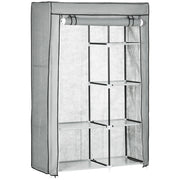 Armadio in tessuto, 6 scomparti, grigio, 103x43x162,5 cm, armadio pieghevole effetto tessuto non tessuto