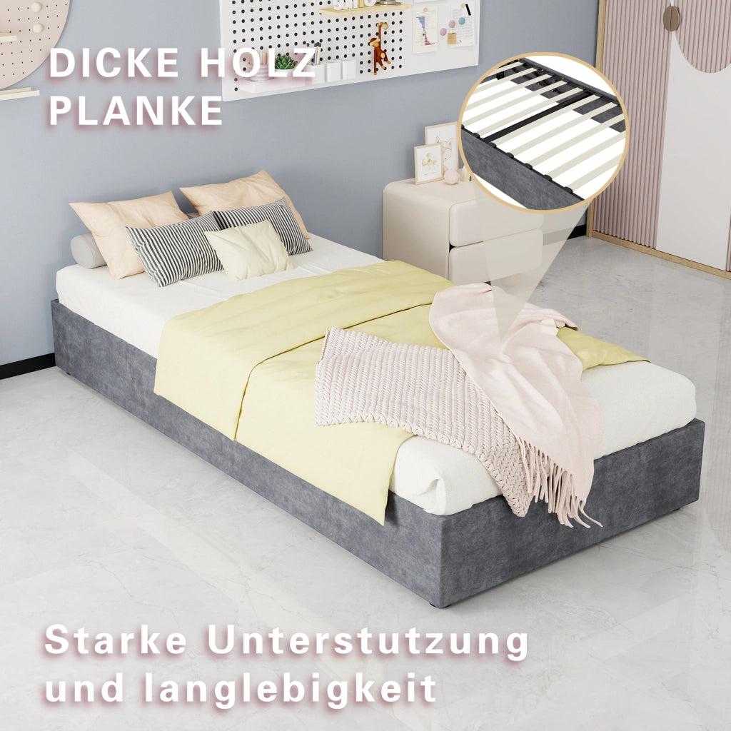 letto telaio grigio velluto olandese 90 x 200 cm