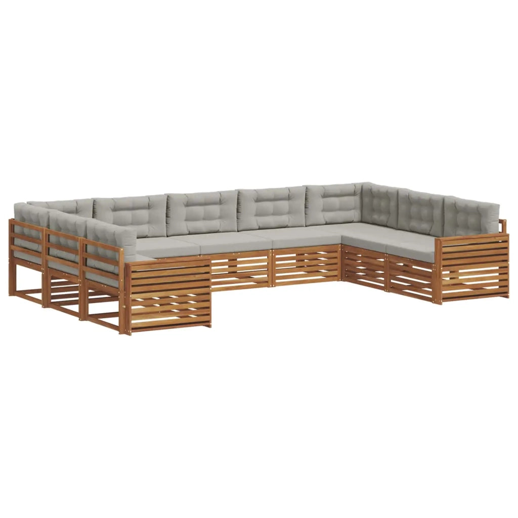 Set di divani da esterno 9 pcs Grigio Naturale e Chiaro 3374136