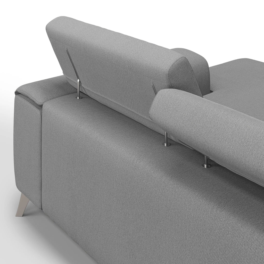 Fusion Divano angolare con sedute scorrevoli in tessuto morbido smacchiabile T05 260 cm Destro grigio