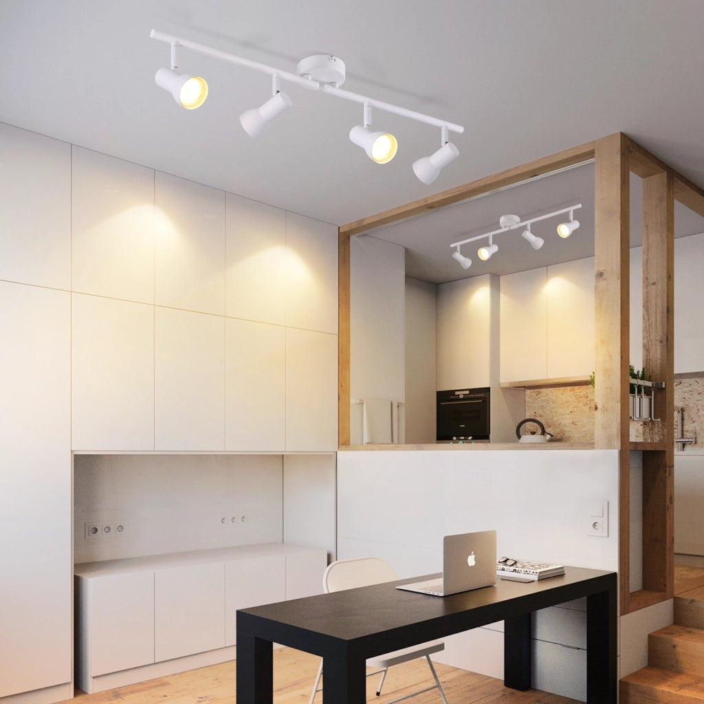 ZMH Faretto da soffitto bianchi 4 luci GU10 orientabili 350° metallo per soggiorno senza lampadina