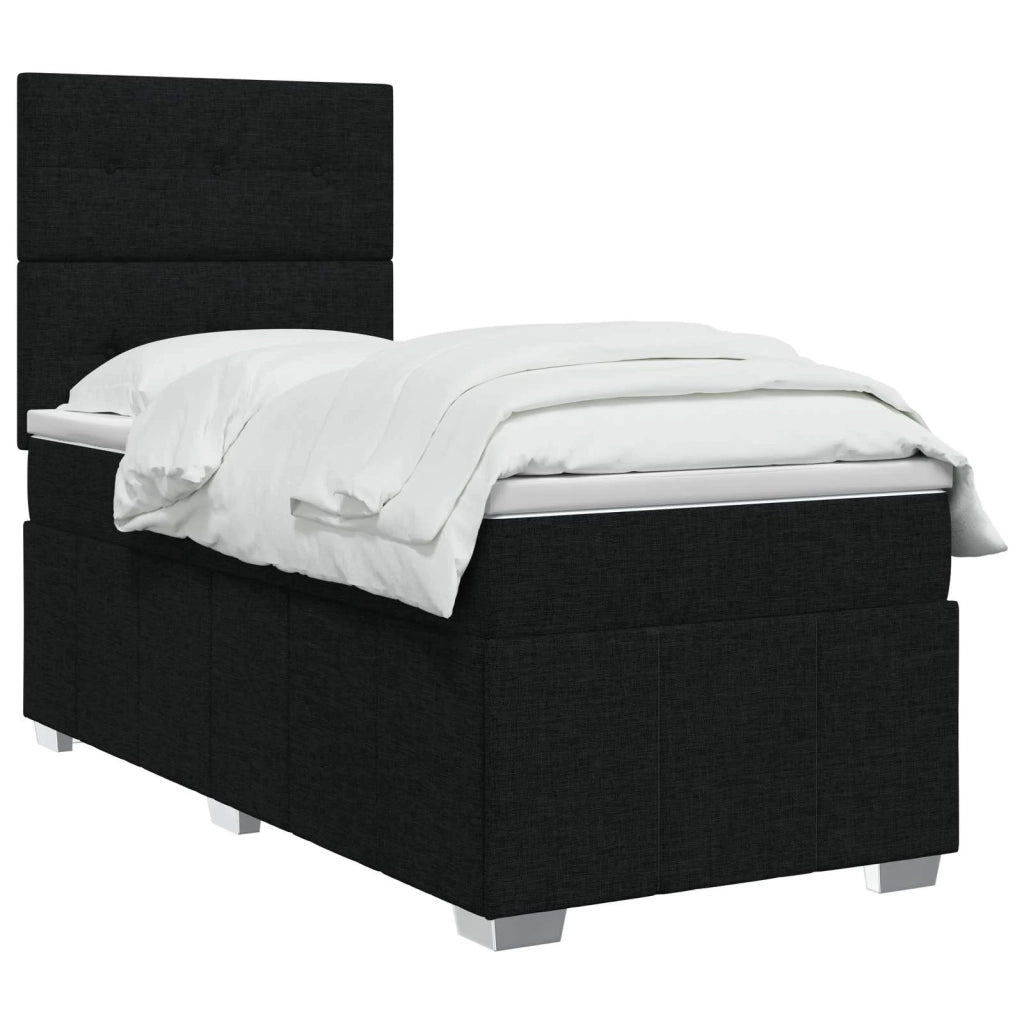 Letto Box Spring LED con Materasso Nero 100 x 200 cm Tessuto 3455537