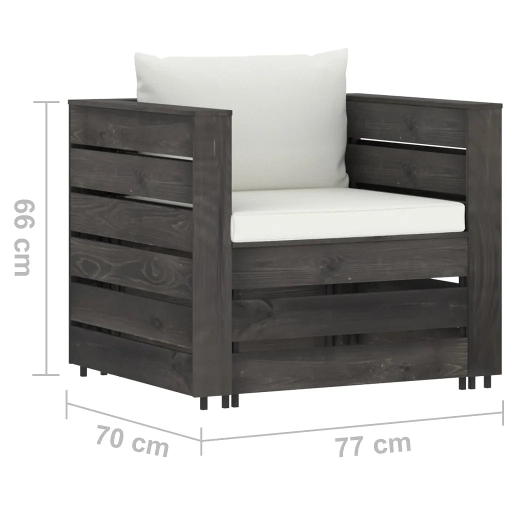 Set Divani da Giardino con Cuscini 2 pz Legno Impregnato Grigio cod mxl 42753