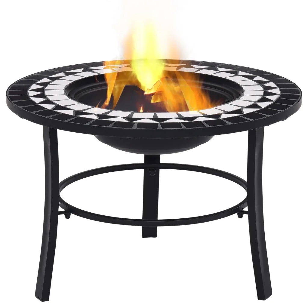 Braciere con Mosaico Nero e Bianco 68cm in Ceramica CFW5036400