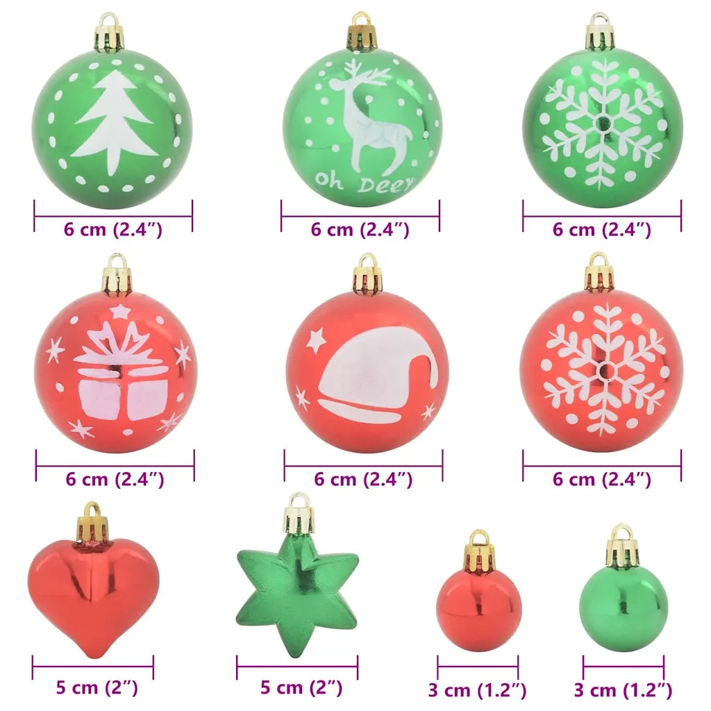 Set di Palle di Natale 40 pz Rosso e Verde Plastica CFW7835166