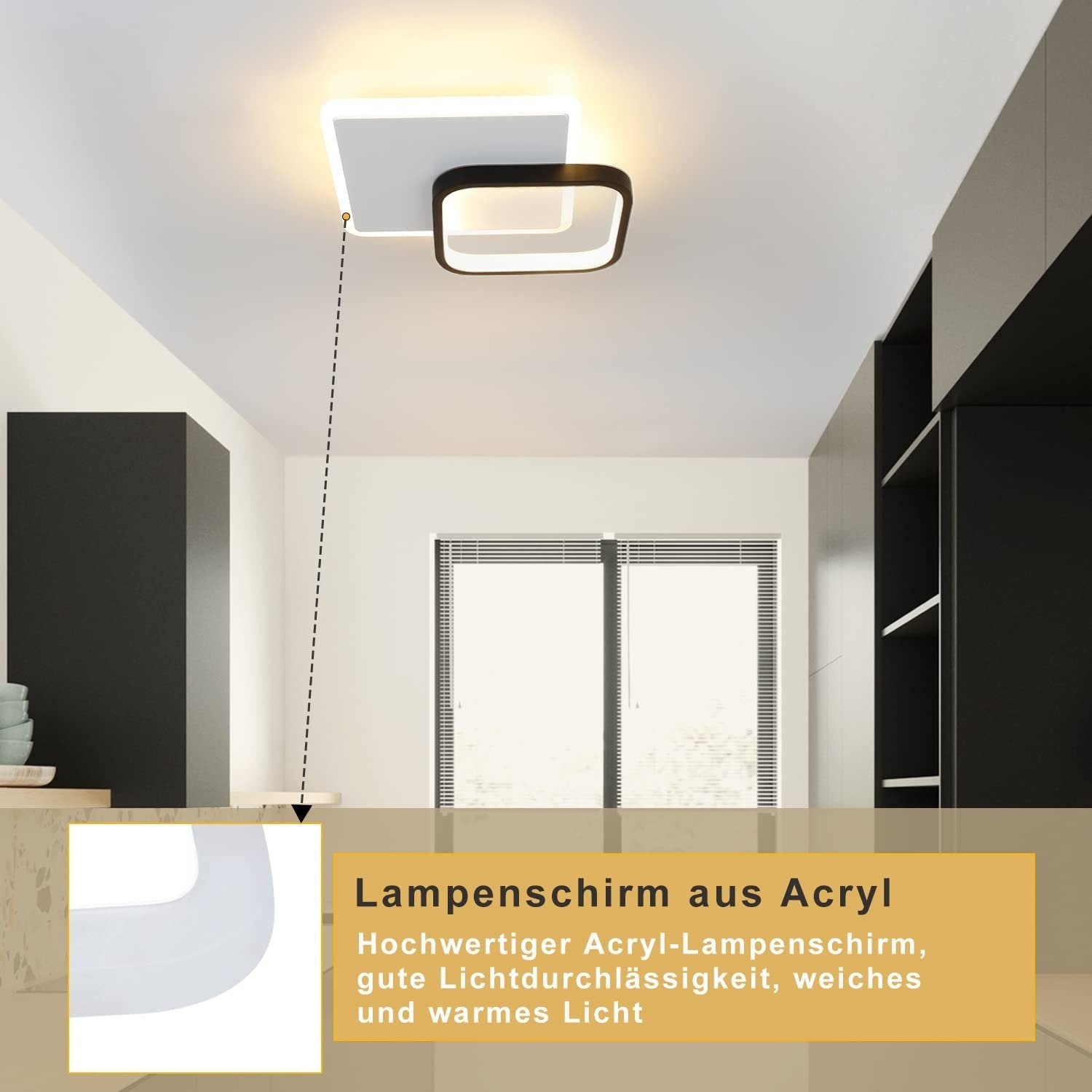 ZMH Lampada da soffitto LED design moderno bianco nero acrilico per soggiorno