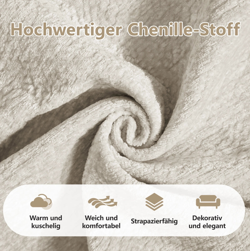 Divano angolare modulare 2 posti con pouf mobile 190x149x90 cm in chenille color kaki chiaro