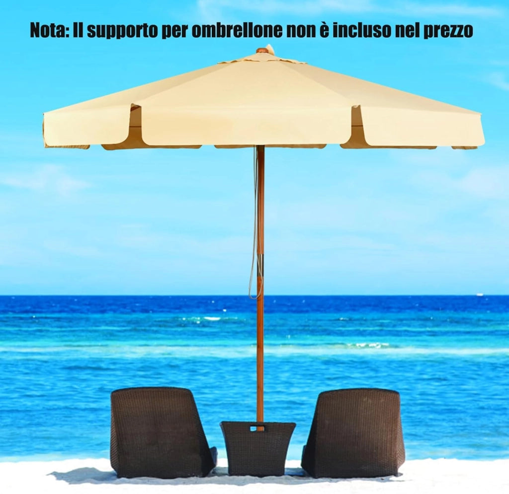 Ombrellone da Giardino 300 cm, Ombrellone da Esterno con Pulsante Manuale e Inclinazione Regolabile, Protezione UV, Ideale per Piscina, Balcone, Giardino (Beige)