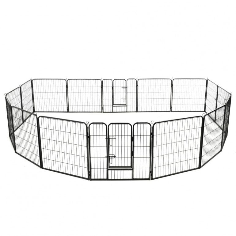 Recinto circolare box per cani Ezooza Tichi con 16 pannelli acciaio da 80 x 80 cm cadauno