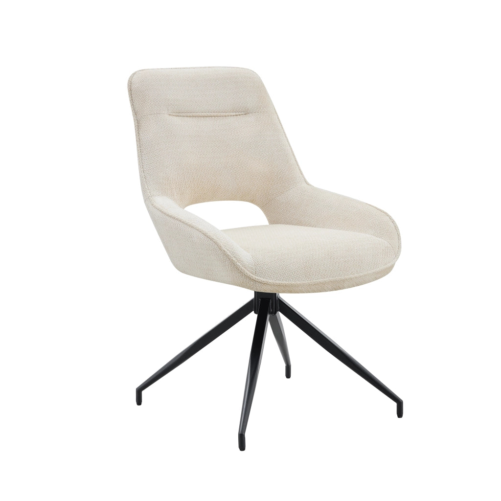 Sedie da Pranzo Girevoli Set 2 Pezzi ¨C MINIMAL ¨C Metallo Nero, Tessuto Bianco