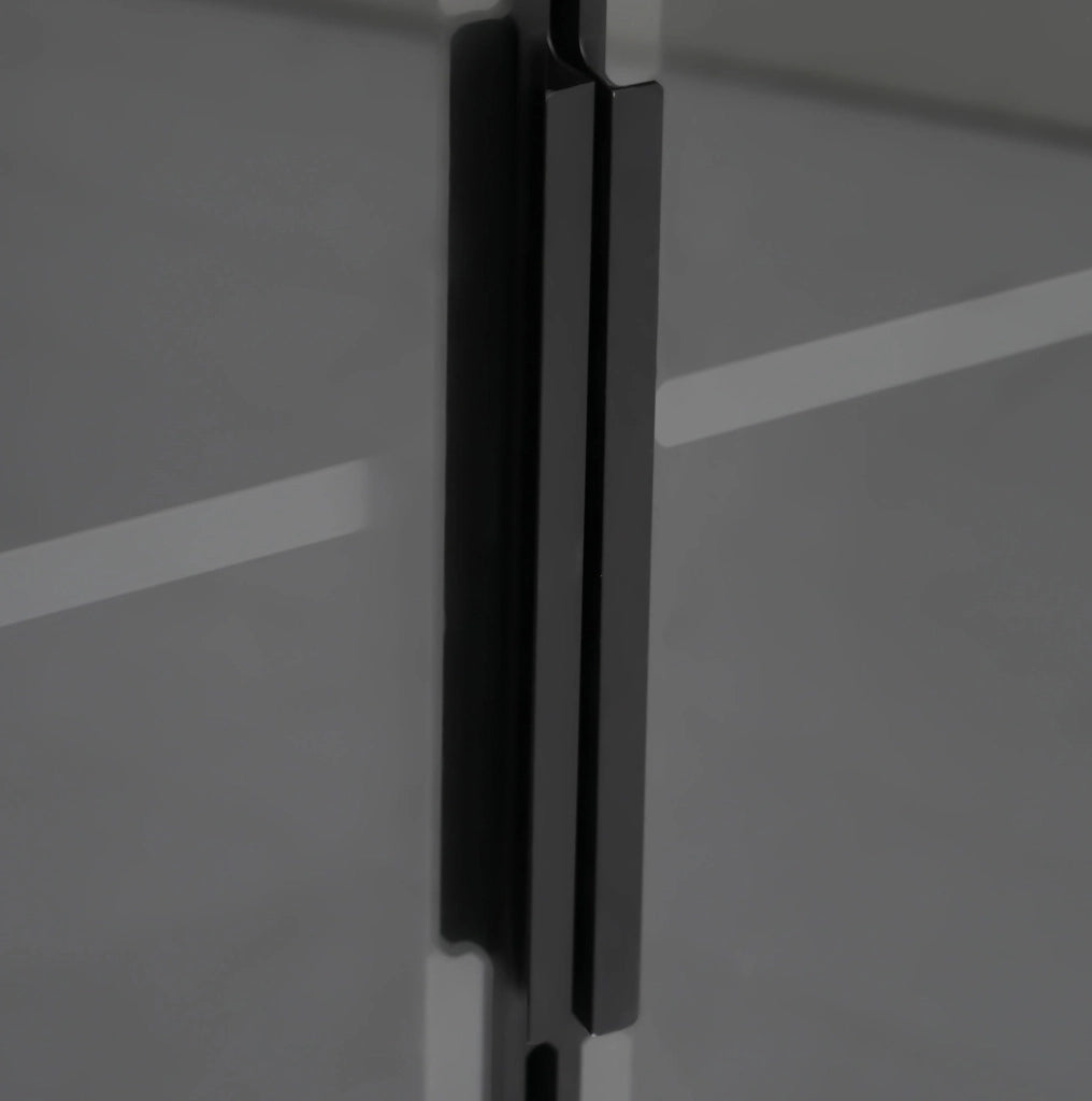 Vetrina angolare triangolare nera 62×32×160 cm con LED