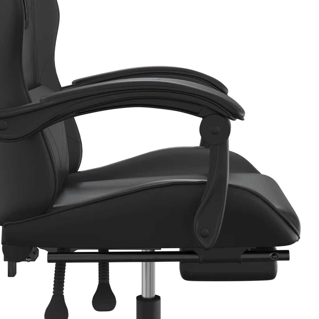 vidaXL Sedia da Gaming Girevole Poggiapiedi Nero in Similpelle