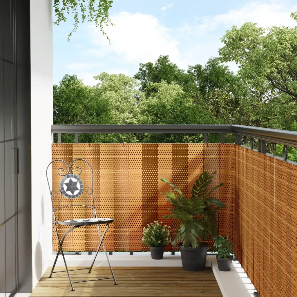 Schermo da balcone | Paravento da Balcone Marrone Chiaro 400x90 cm in Polyrattan