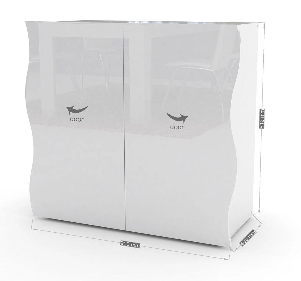Mobile Multiuso 2 Ante 90x40x81 cm Onda Bianco Lucido
