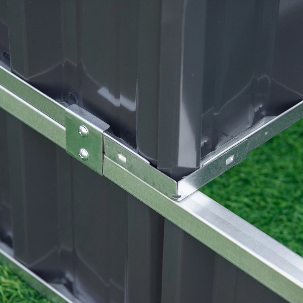 Fioriera rialzata 3 livelli ¨C Xylo ¨C acciaio antracite 118x118x62cm con etichette T guanti