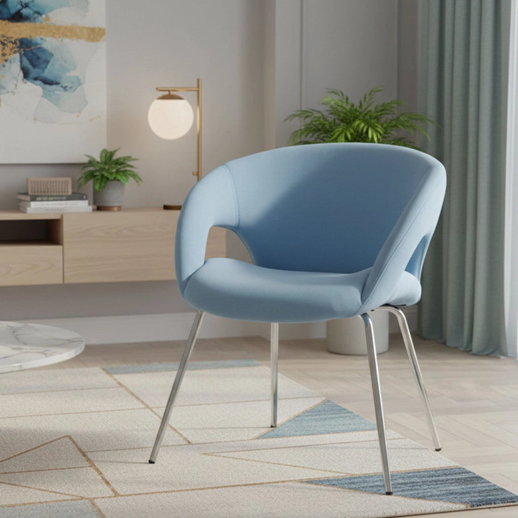 Sedia da ufficio Arturo, Seduta da attesa con braccioli per ufficio, Seduta ergonomica da attesa, 58x59h72 cm, Azzurro