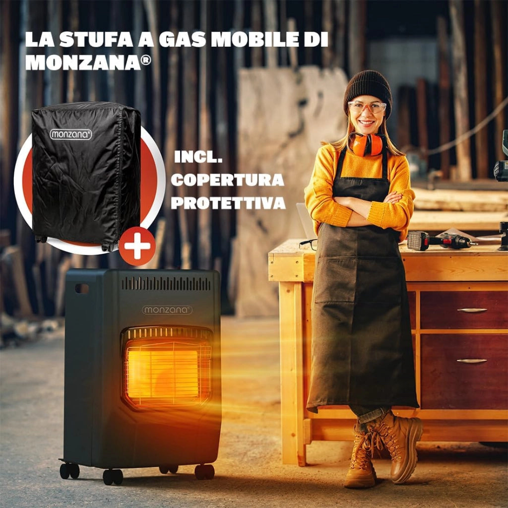 ® Stufa a Gas GH4500 Riscaldatore per Interni 4200 W 3 Impostazioni Accensione Piezoelettrica Antiribaltamento