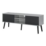 Mobile porta TV di design con supporto TV da 120 cm pannello truciolare rivestito in melaminico nero e grigio chiaro 03_0005866