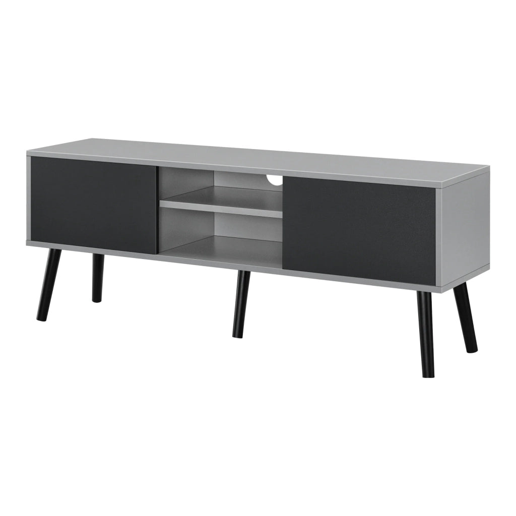 Mobile porta TV di design con supporto TV da 120 cm pannello truciolare rivestito in melaminico nero e grigio chiaro 03_0005866