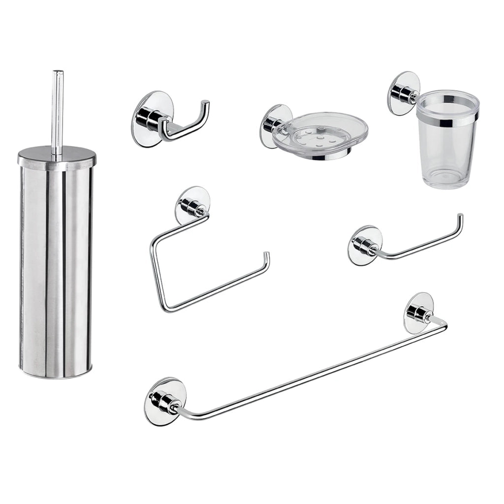 Set accessori bagno METAF Wind biadesivo cromo 8 pezzi