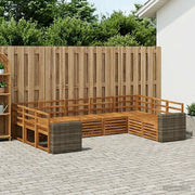 Set divano sezionale 9 pcs Naturale Legno di Acacia Massello 3384845
