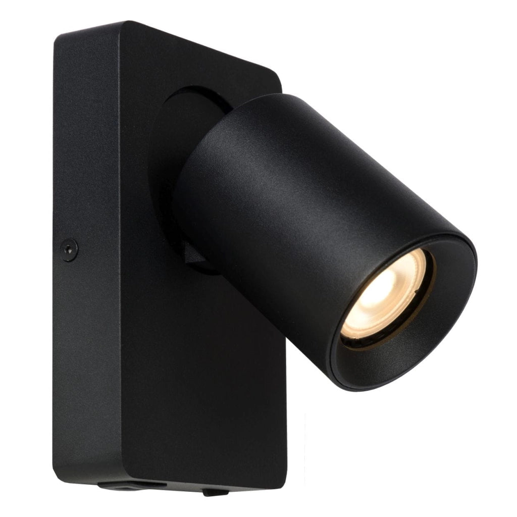 Applique Lucide Nigel nera GU10 5W 3000K dimmer in alluminio