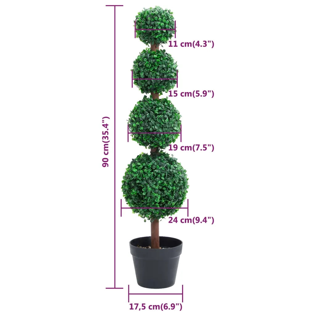 Pianta di Bosso Artificiale a Sfera con Vaso Verde 90 cm CFW9900788