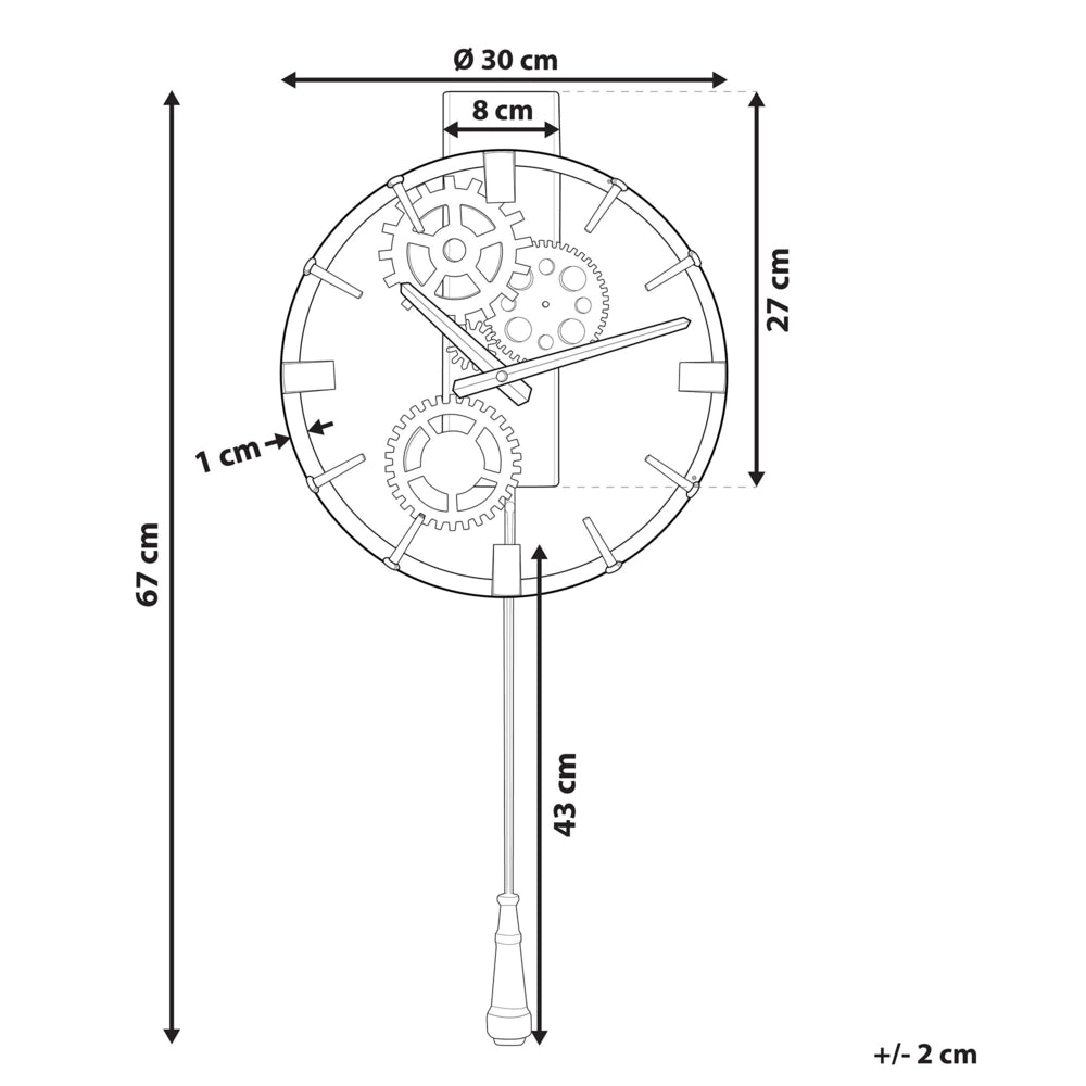 Orologio a Pendolo da Parete Cornice in Ferro Dorato Design Classico Finitura Anticata Rotondo 30 cm