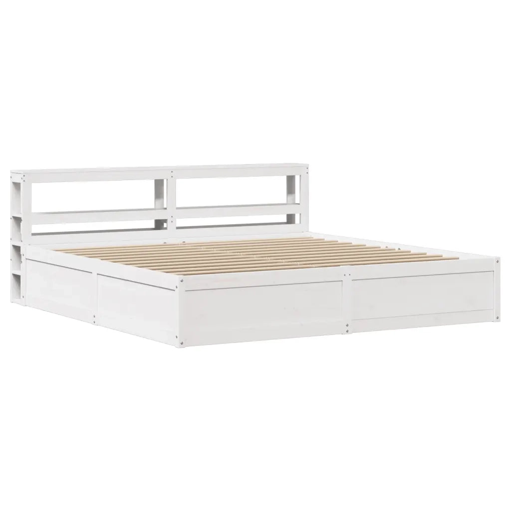 Giroletto con Testiera Bianco 200x200 cm Legno Massello di Pino